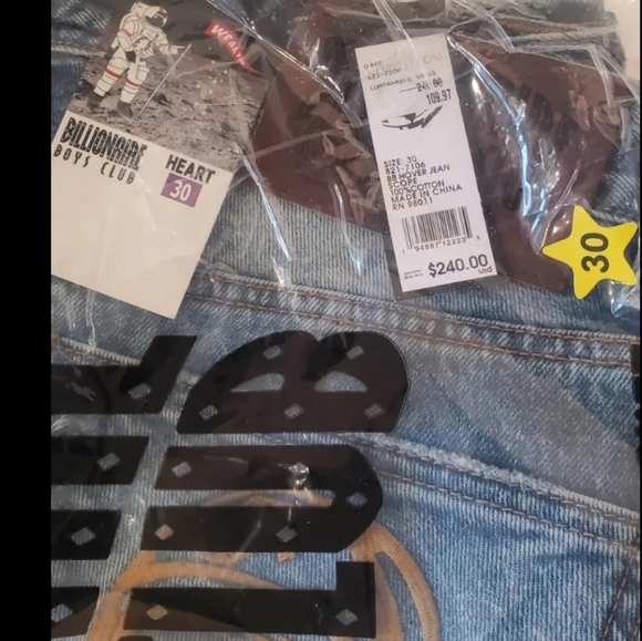 COPY - Billionaire Boys Club BBC Hover Distressed Patched Jeans Scop ~NEW~ SZ 30 - Picture 3 of 6